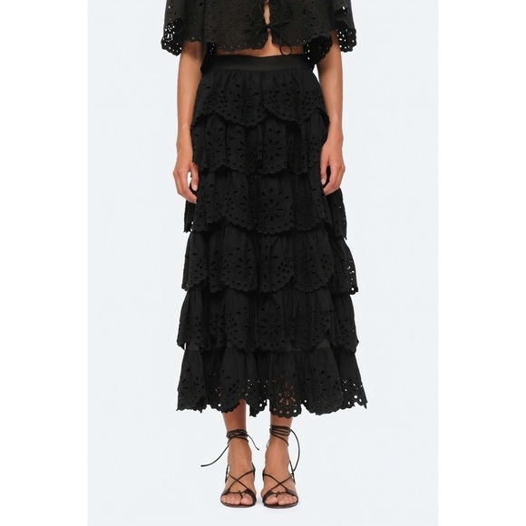 NWT SEA New York Midi Tiered Eyelet Tali Ruffle Skirt - Picture 1 of 8